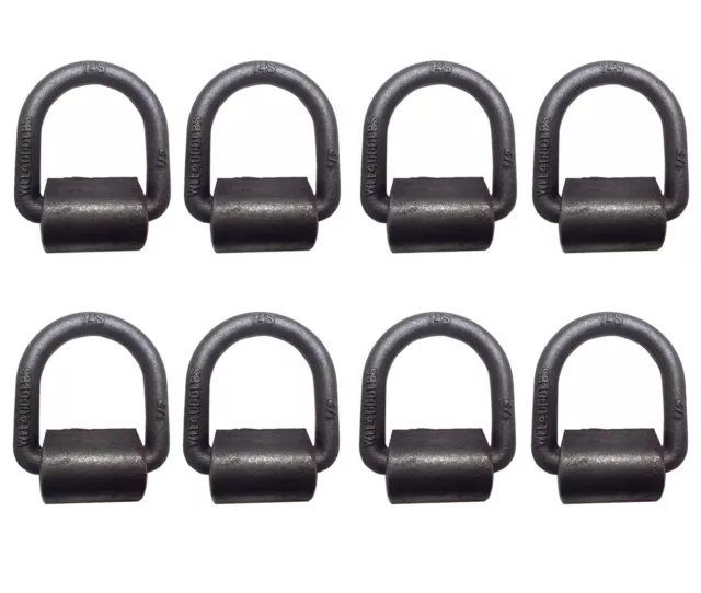 8 Pack Heavy Duty 1/2" Weld-On D Ring Flatbed Truck Trailer Cargo Tie Down Ring