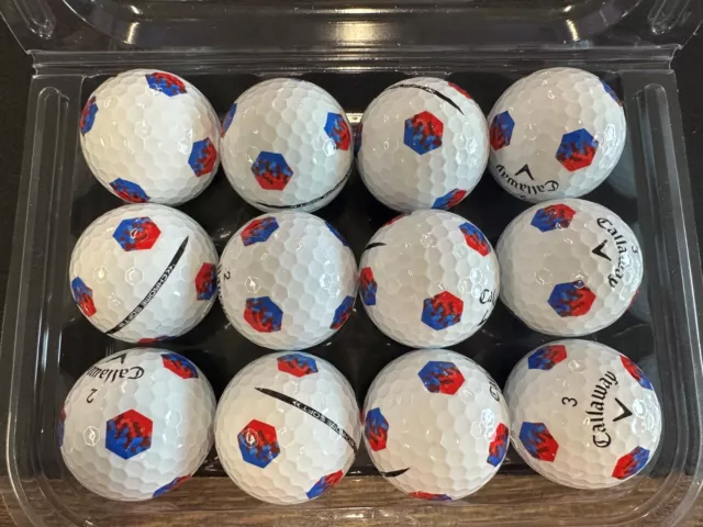 12 Callaway Chrome Soft Truvis Red/Blue TruTrack AAAAA/Mint Used Golf Balls
