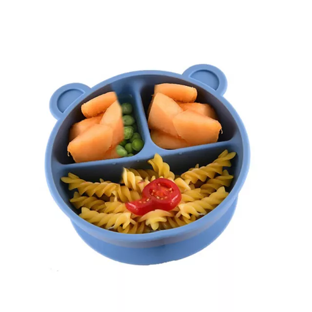 Silicone Bear Baby Plate w/ Suction Base Toddler Plate Feeding Plate Snack bowl