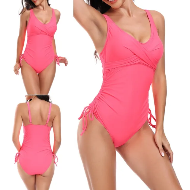 One-piece Swimsuit Design Elegant Neck Monokini with Drawstring Pleated Quick