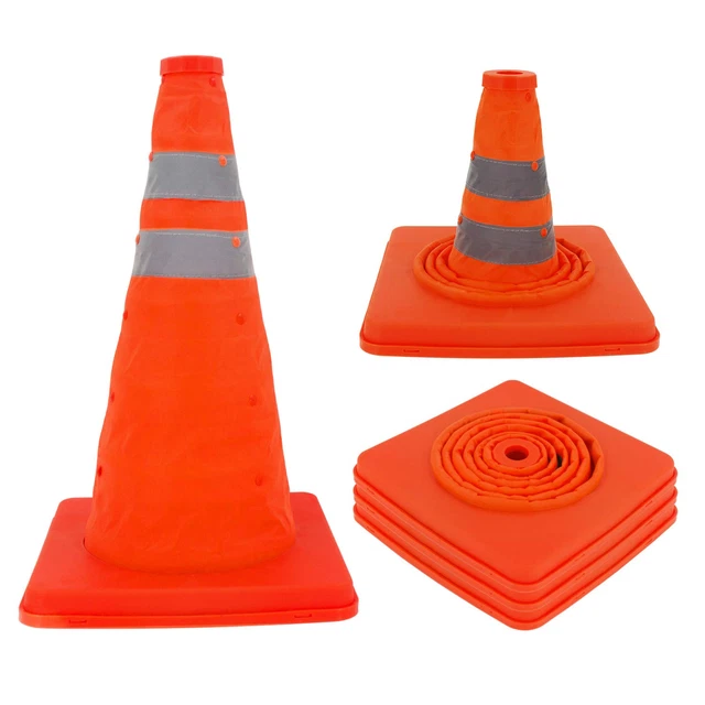 Traffic Cones, 3 Pack 15.8 Inch Traffic Cones, Collapses Design Safety Cone, Ora