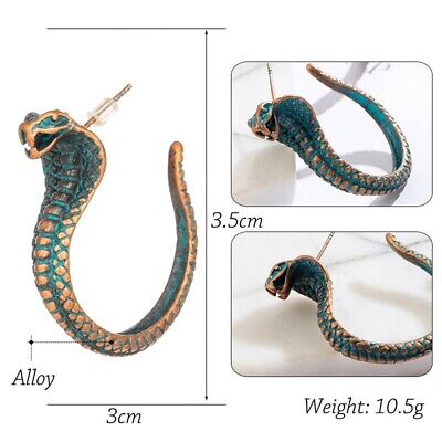 Earrings Ethnic Studs Snake Antique Boho Ethno Copper/Turquoise Egyptian 2