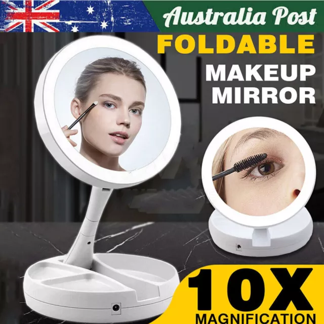 10x Magnifying 21 LED Mirror Light Stand & Suction For Make Up Bathroom Shaving