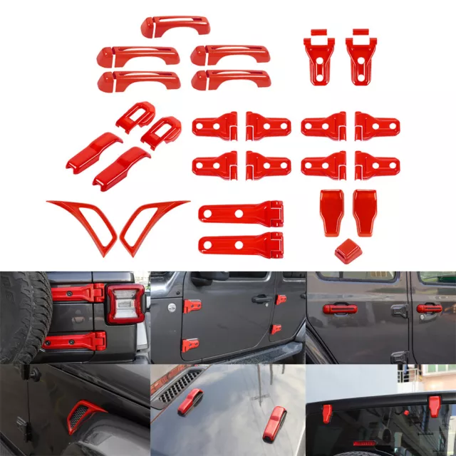 43×Red Exterior Kit Door /Tailgate Hinge Trim For Jeep Wrangler JL 4Door 2018-22