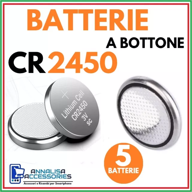 5 Batterie Al Litio Cr2450 3V Volt Per Orologio Auto Stock Pile 2450 A Bottone