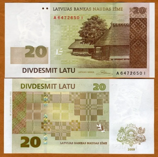 Latvia, 20 Latu 2009, P-55b, UNC Last Pre-Euro