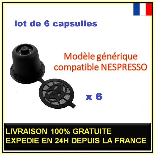 6  Capsules réutilisables de café Nespresso dosettes rechargeable cuillére+dose