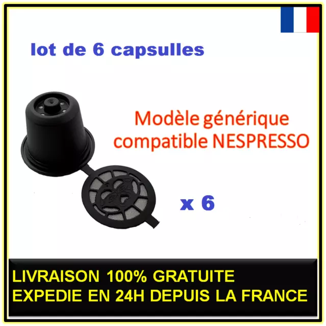 6  Capsules réutilisables de café Nespresso dosettes rechargeable cuillére+dose