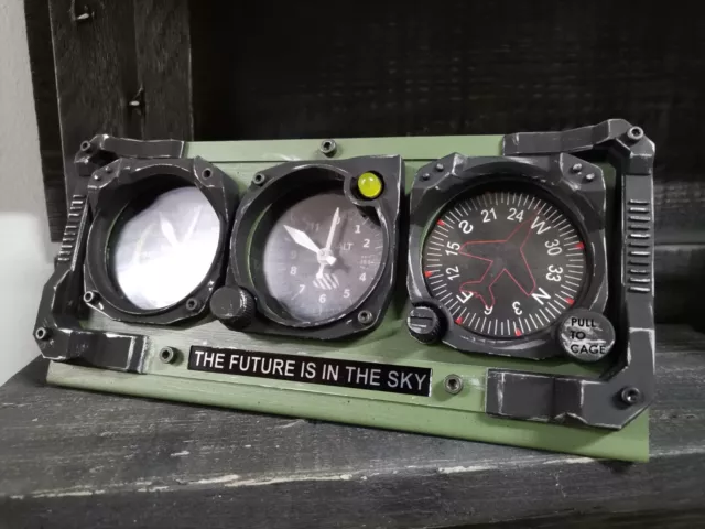 Industrial Aircraft style desk clock, airspeed, altimeter, compass,aviation gift