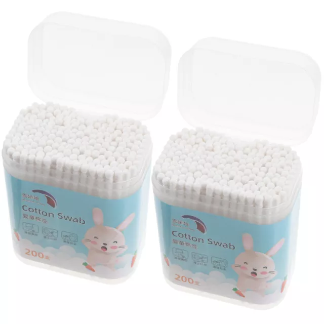 400 PCS/2 Baby Care Buds Swabs Safety Cotton Cleaner Child Ear Nose Thin Shaft