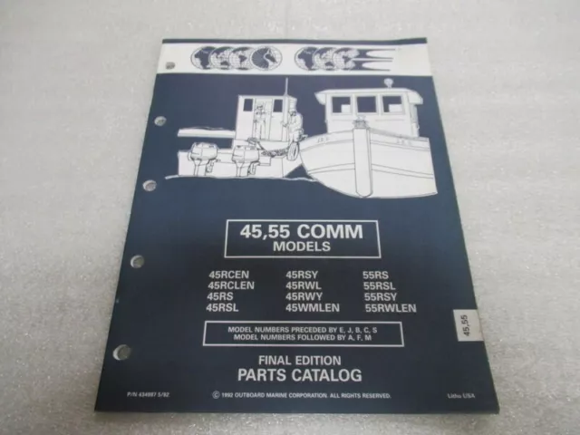 PM177 1993 OMC 45,55 COMM Models Final Edition Parts Catalog Manual P/N 434987
