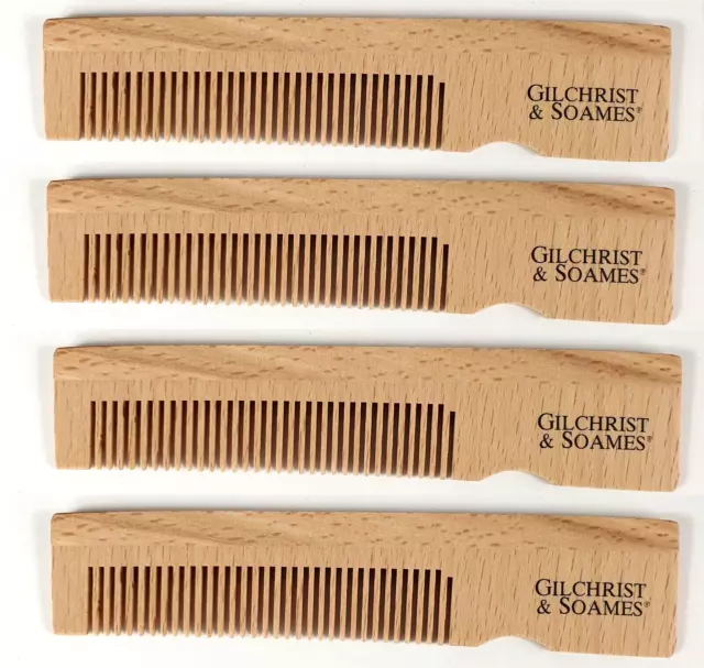 Set of 4 Natural Wooden Anti-Static Massage Scalp Hair Beard Comb Pocket Size