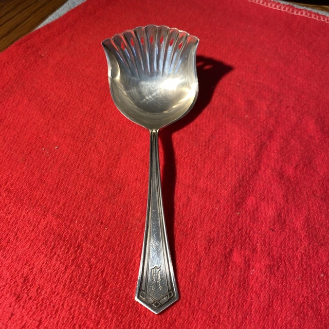 START SSMC STERLING Silver Art Deco Scallop Shell Sugar Shovel