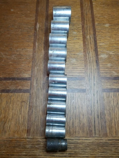 Craftsman V Tools USA SAE 1/2" Drive Vintage 11 Pc 12 Pt Socket Set