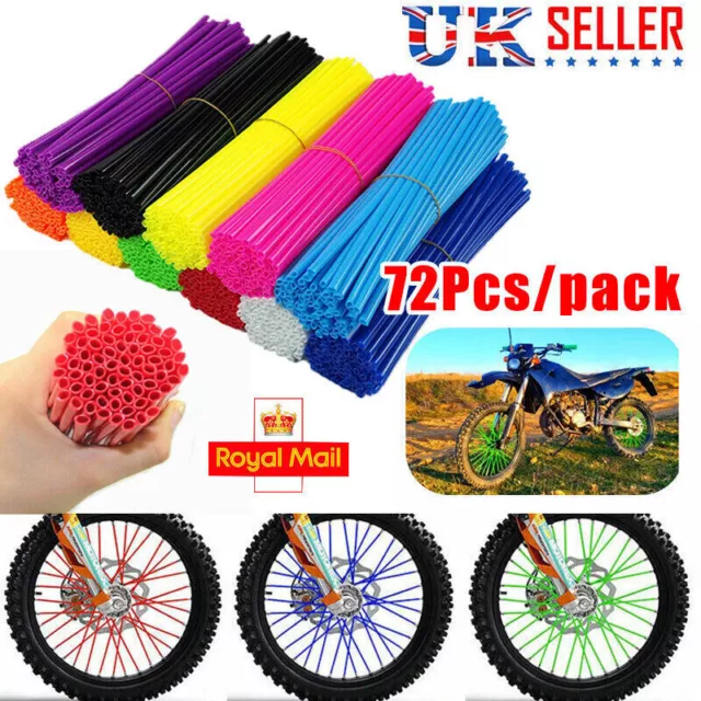 72pcs Motorcycle Spoke Skins Covers Wraps Bicycle Motorbike Wheel Pipe Guard UK