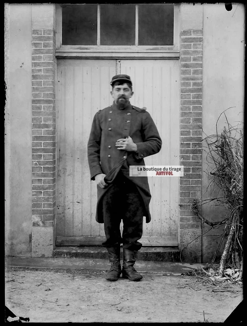 Plaque verre photo ancienne négatif noir et blanc 13x18 cm Metz général MANGIN