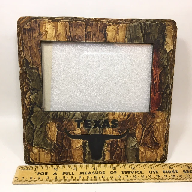 Rustic Texas Photo Frame Longhorn Hunting Decor Camo Colors Slate Rock Look