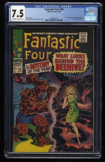 Fantastic Four #66 CGC VF- 7.5 Off White to White 1st Appearance HIM / Warlock!