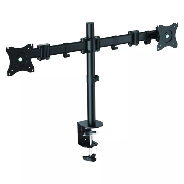 Rocelco- Double Articulated Dual Monitor Desk Mount, Black, DM2