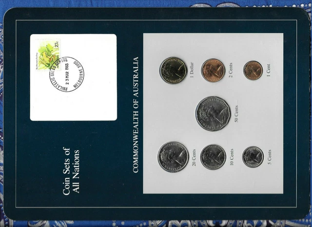 Coin Sets of All Nations Australia w/card 1984-1985 UNC $1 1985 15MAR1994