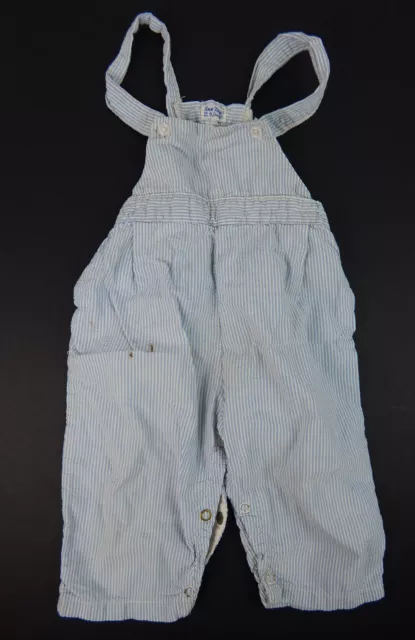 1950's Vintage SanTone Blue Striped Cotton Suspender Shorts Toddler Size 18mo.