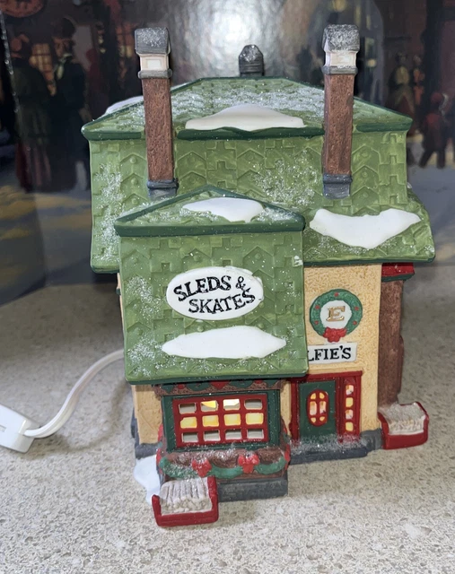 E1124~ Dept. 56 North Pole Series Elfie’s Sleds & Skates #56251  Retired Village
