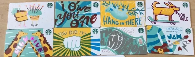 8 New Starbucks 2019 Us Recycled Paper Gift Cards Lot Dog Koala Giraffe...