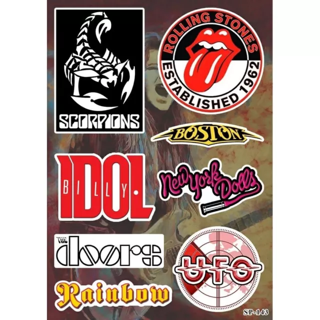 50Pc Black and White Rock Stickers Metal Punk Bands Guitar Music Wall  Decals NEW