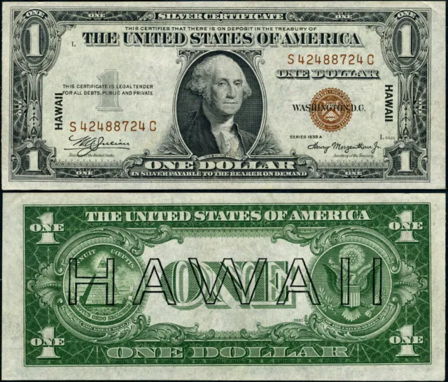 FR. 2300 $1 1935-A Hawaii Note S-C Block AU+