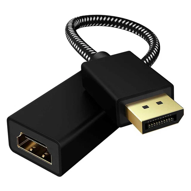 Adaptateur Display Port DP vers HDTV M/F 4K 60Hz 2K Full HD 1080p 720p Noir