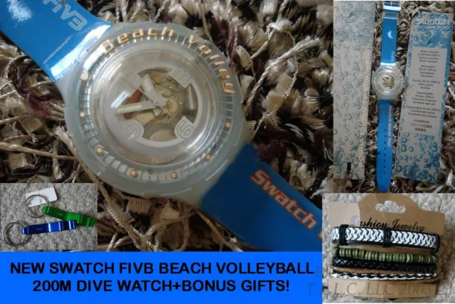 FIVB BEACH VOLLEYBALL Staff 2011 Tour Swatch Watch Black Teal Sports Orig.  Box $70.00 - PicClick