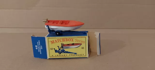 Lesney Matchbox Bateau sur Remorque -  Boat and Trailer n° 48 en boite Superbe !