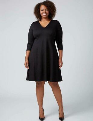 LANE BRYANT ~ NWT New 22 24 26 28 ~ Black PRINCESS FIT & FLARE Scuba ZIP Dress