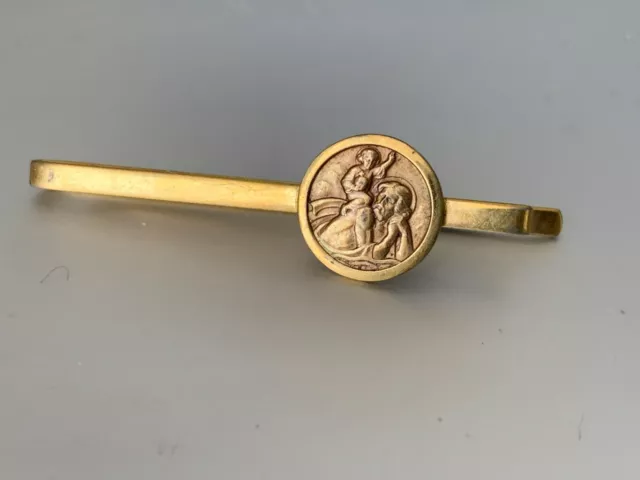 Französisch Antique Viktorianisch Krawatte Clip - Gold Plattiert - Religiös