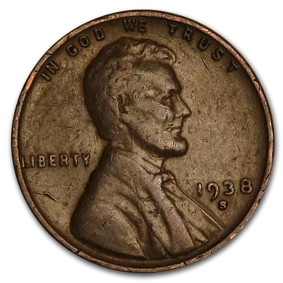1938 S Lincoln Wheat Penny - G/VG