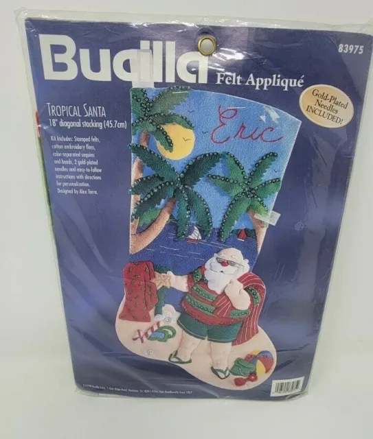 Bucilla Fieltro Aplique 83975 Diagonal Medias Kit Tropical Santa 18" Navidad