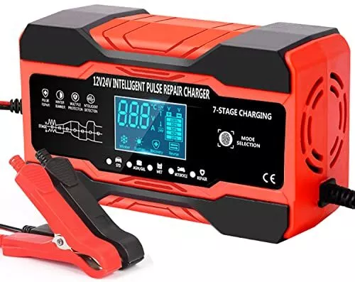 10Amp Car Battery Charger, 12V/24V Automatic Battery Charger with 7-Stage