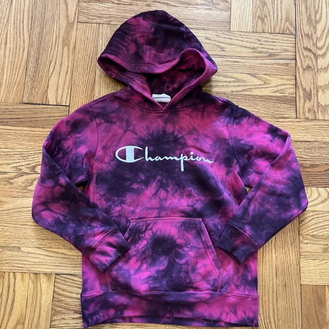 Champion Kid's  Tie-Dye Fuchsia ￼& Purple Hoodie Size Small Comfort