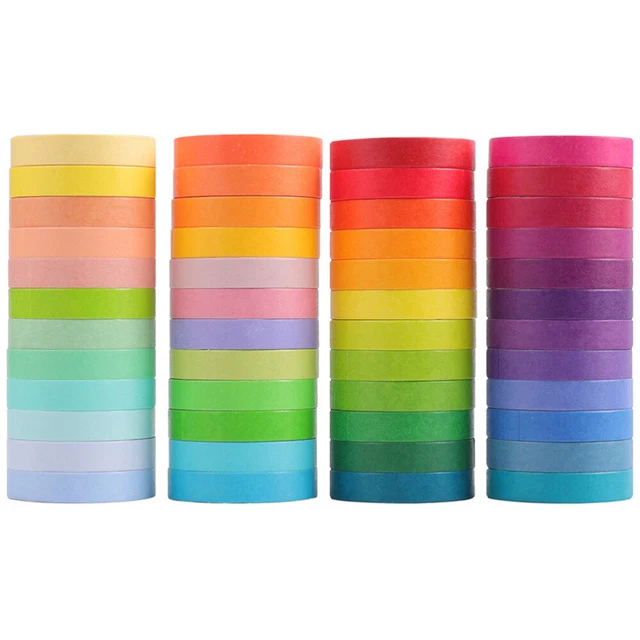 48 rollos cinta washi de color 200X0,9X0,1 cm papel japonés niño