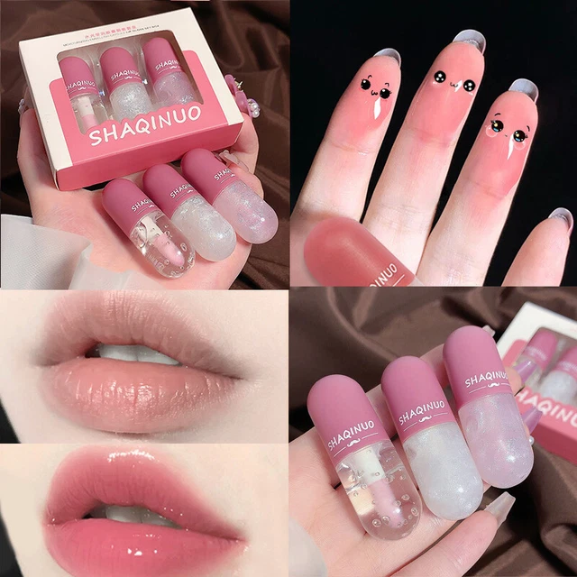 Cristallo Gelatina Plump Siero Labbra Gloss Base Trucco Cura Olio Lucido Clear
