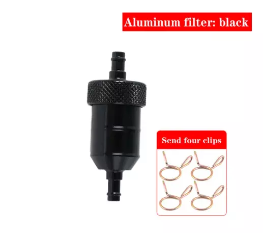 Universal 6.35mm 1/4" Motorcycle CNC Aluminum Fuel Filter-Black