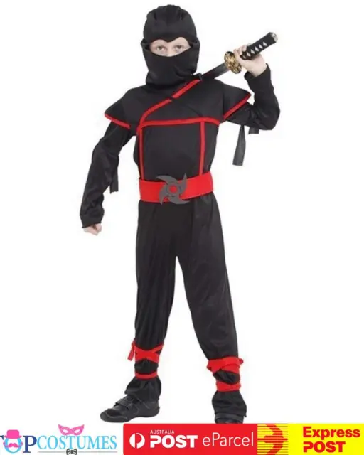 Ninja Boys Child Kids Costume Japanese Fighter Warrior Book Week Kungfu Daggers