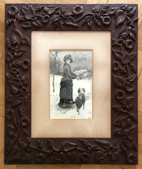 Very Rare, Beautiful Hand Carved Floral Victorian Frame / Signed / 19Th Century