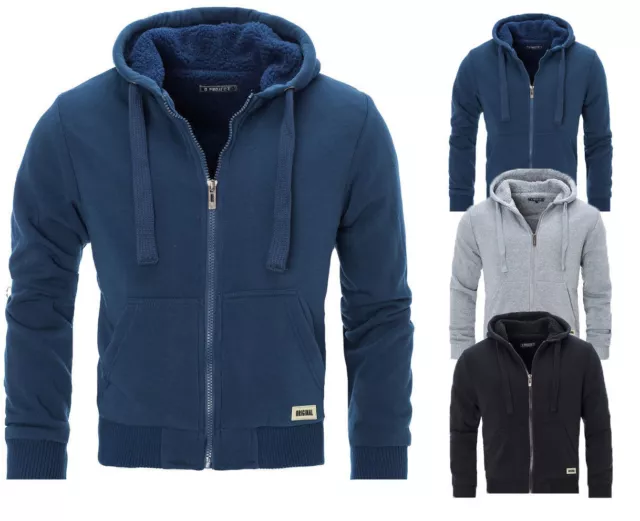 Mens Padded Borg Fleece Sherpa Lined Full Zip Up Hoodie Sweatshirt Jacket "9833"