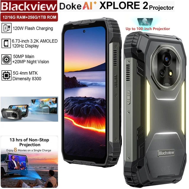 BLACKVIEW XPLORE 2 Projector 5G Rugged AI Phone Android 15 NFC