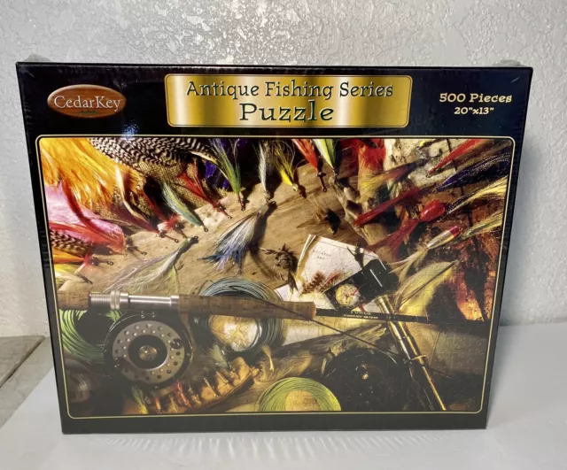 ANTIQUE FISHING SERIES 500 Piece Jigsaw Puzzle - Fly Collection Fly Fishing  NEW! $19.95 - PicClick