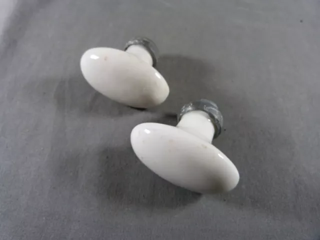 ⭐ 2 French Antique White Porcelain Oval Door Knobs Door Handles ⭐