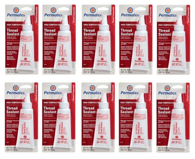 PERMATEX SET OF 10 High Temperature Thread Sealants 65F to 400F 50 ml