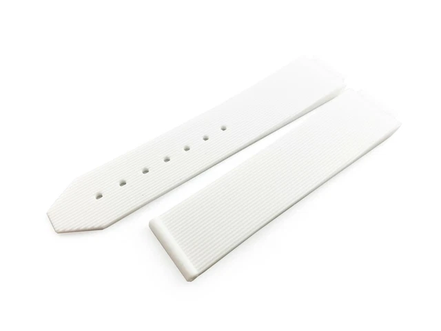 White Lined SILICONE/RUBBER 21/18mm STRAP/BAND FIT HUBLOT F1 Big Bang Watch