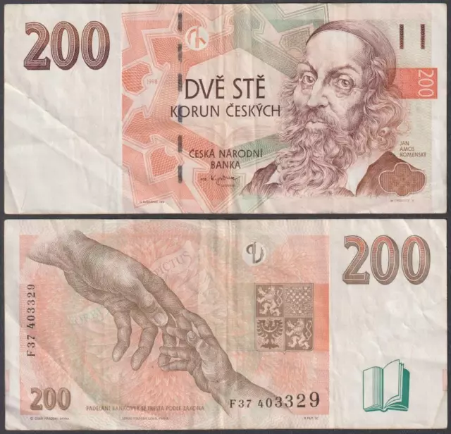 Czech Republic, 200 Korun, 1998, VF++, P-19